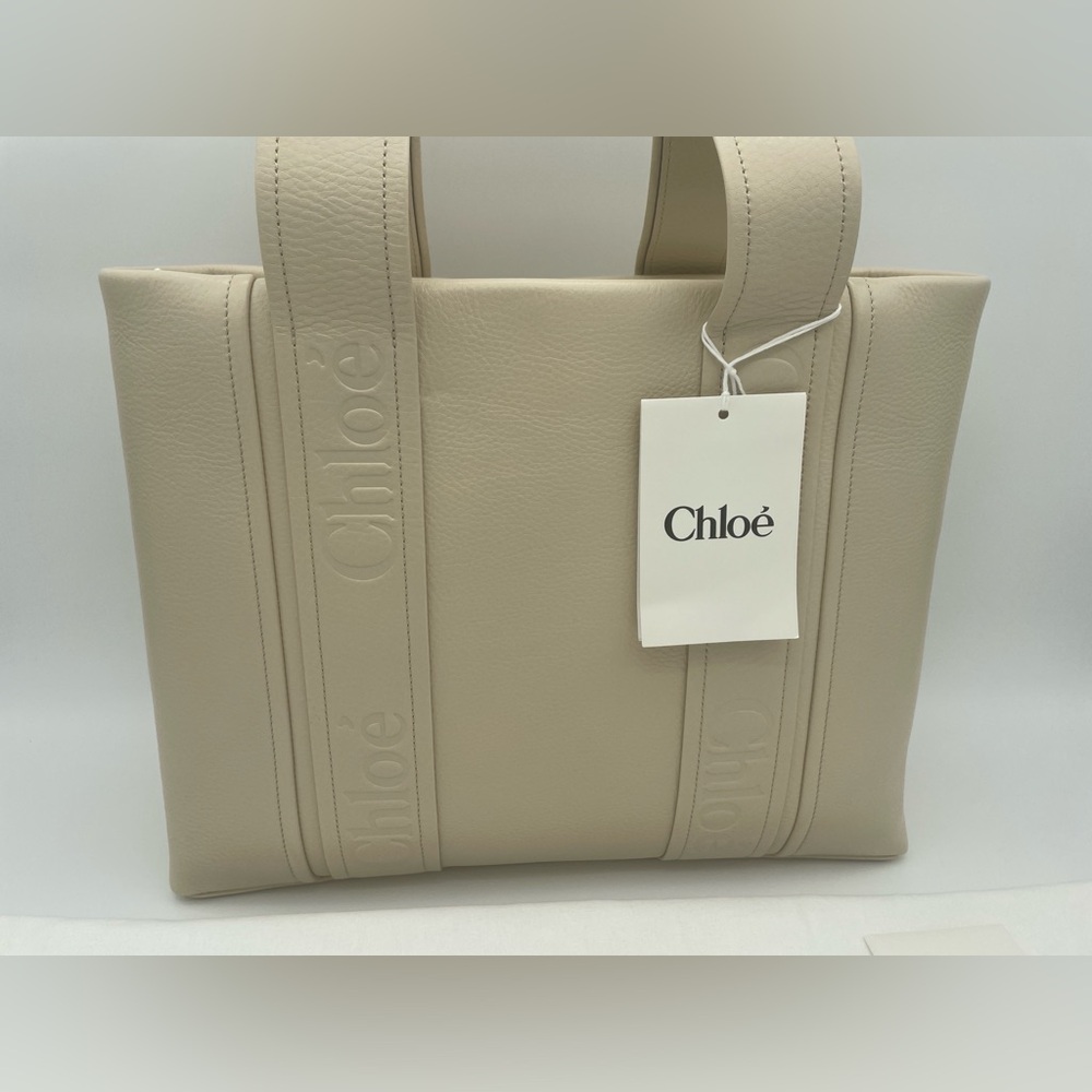 $2K NEW CHLOE LEATHER LOGO MEDIUM WOODY TOTE BAG PURSE AUTHENTIC NWT! - Picture 6 of 13